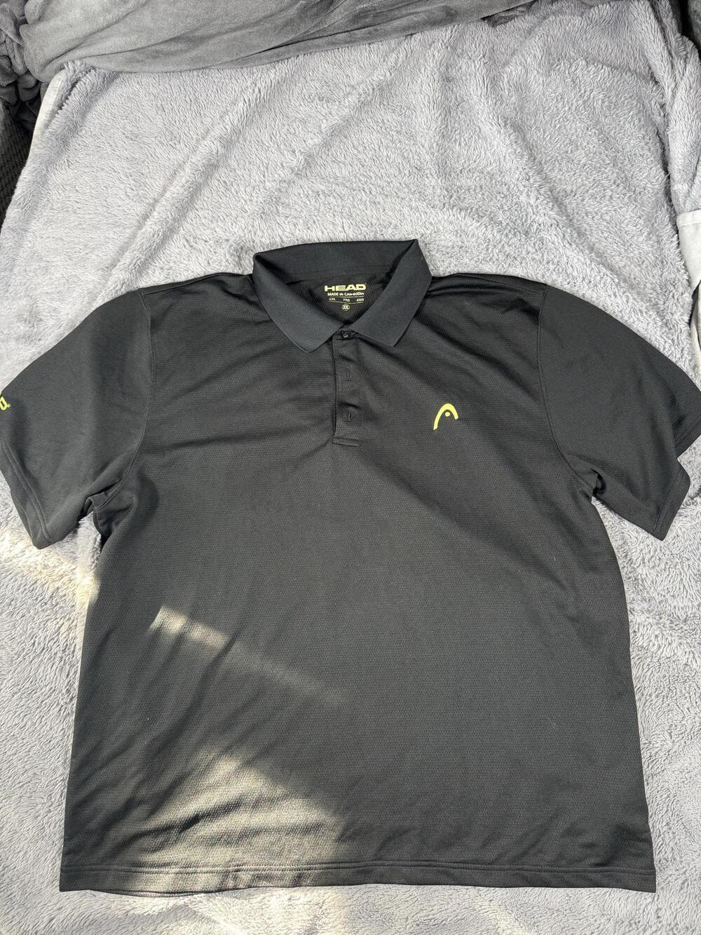 HEAD Tennis Polo Shirt Mens 2XL Black Solid Short Sleeve Mesh Performance